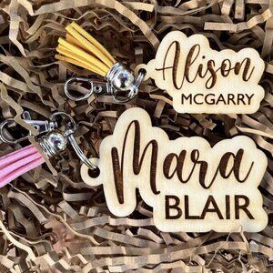 Custom Wooden Personalized Keychain with Tassel